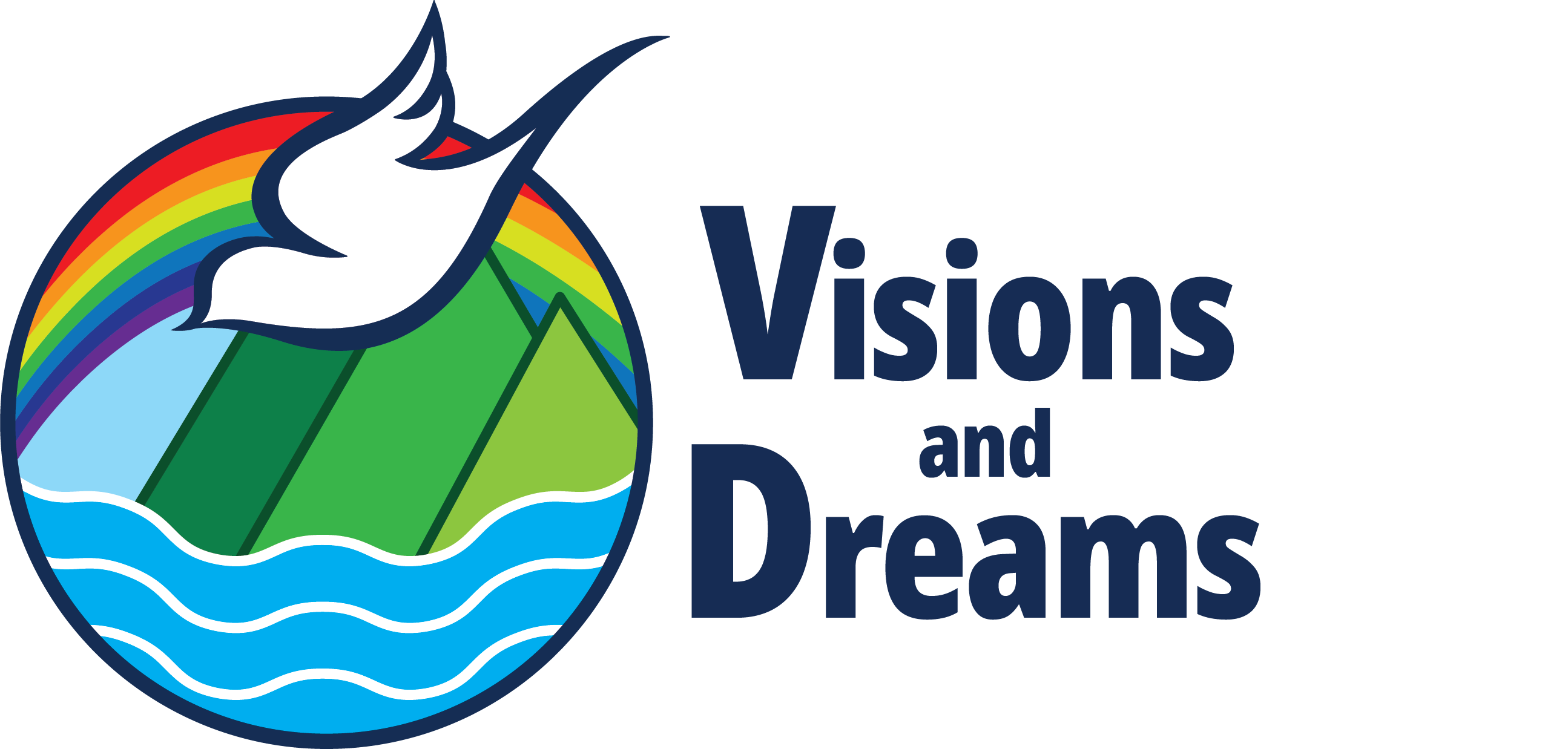 GC45 Visions and Dreams logo with a dove, rainbow, mountains and water