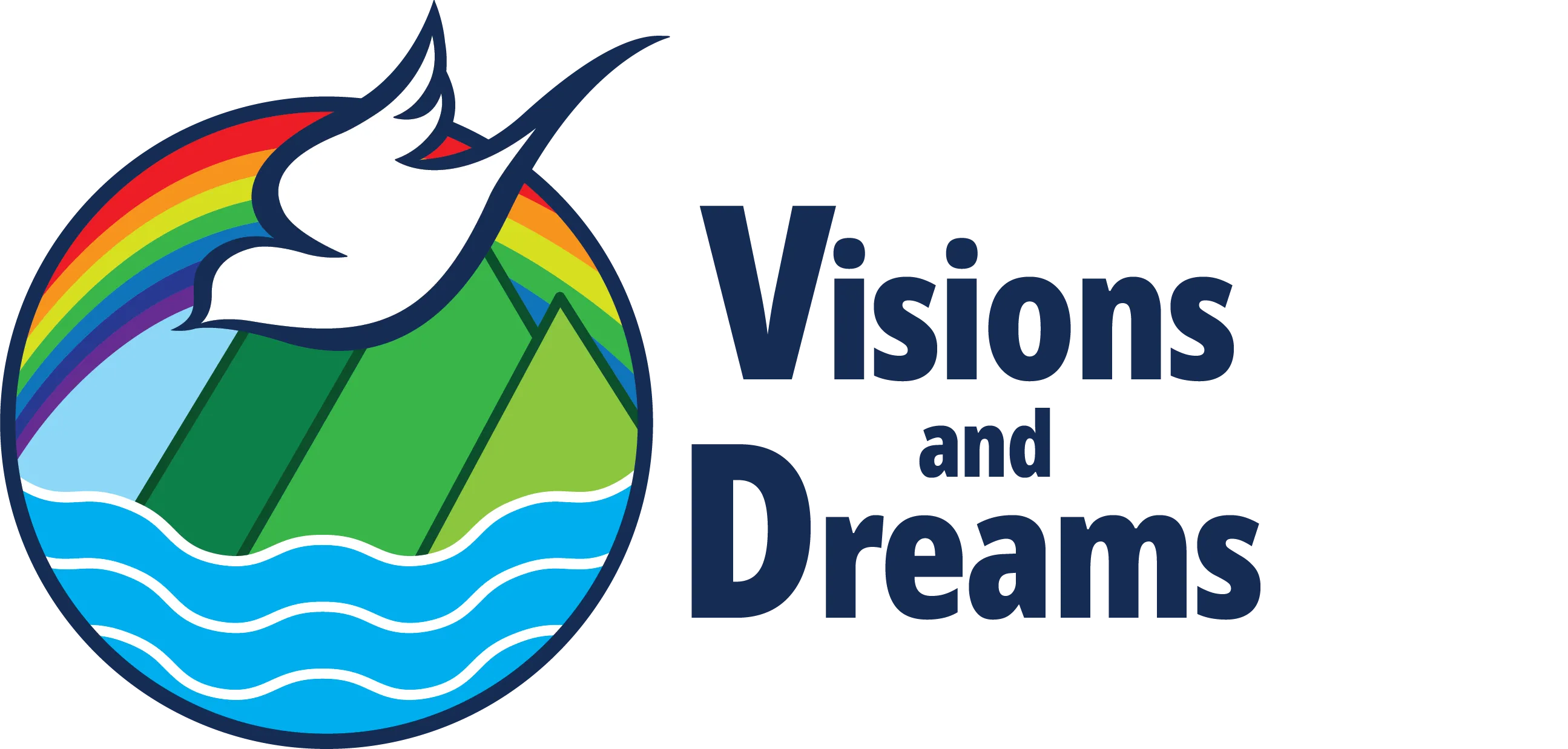 GC45 Visions and Dreams logo with a dove, rainbow, mountains and water