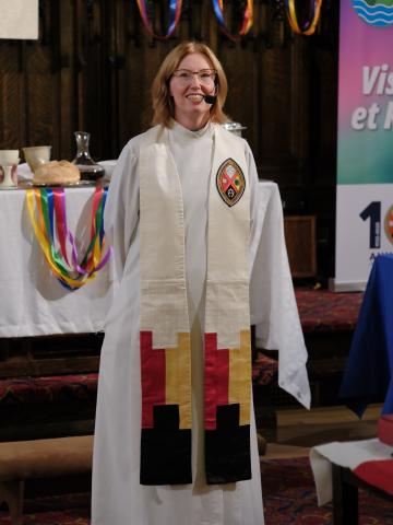 Right Rev. Dr. Kimberly Heath with stole at installation